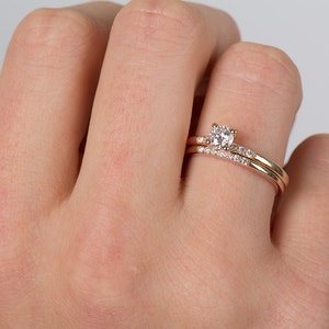 Bague de fiançailles délicate, bague diamant en or rose, bague en or rose 14 carats / 18 carats, bague diamant moderne, bague de fiançailles diamant, bague délicate image 7