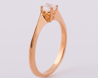 Diamond Engagement Ring, Solitiare Diamond Ring, 14K Rose Gold Ring, Classic Ring, Delicate Solitaire Engagement Ring, Single Diamond Ring
