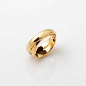 Wedding Rings Sets, 14k Yellow Gold, 18k Gold Ring, Wedding band, Unisex, Heart Wedding Rings, Heart Engraving image 5