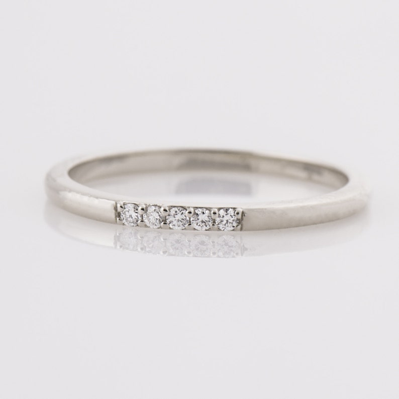 Thin Diamond Ring 14K White Gold Stacking Ring Dainty | Etsy