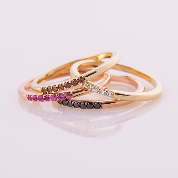 全国宅配無料 1.5 Mm 18K / 14K Band, Stack Diamonds Three Ring, Diamonds 3 カードファイト!! ヴァンガード