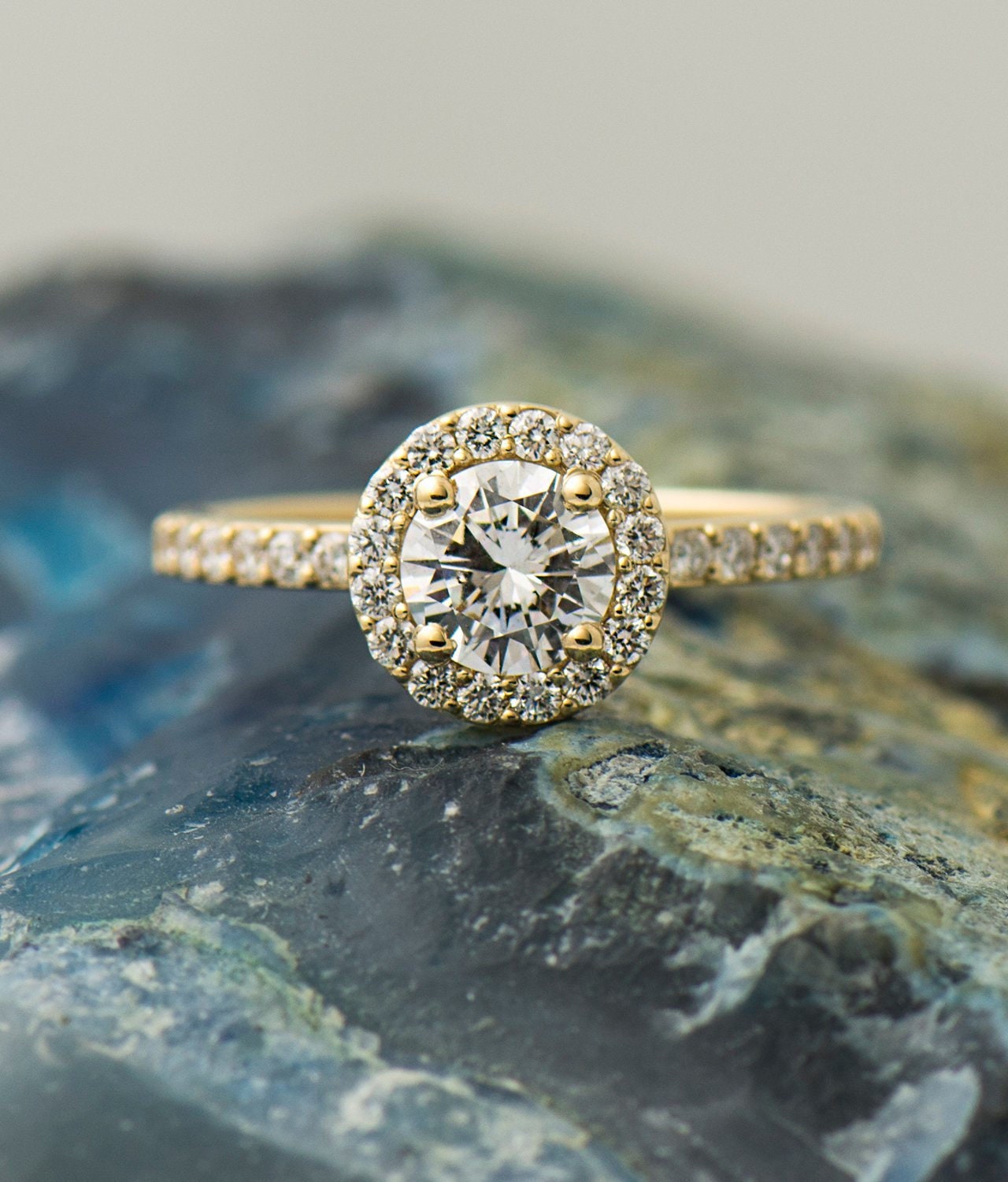 Yellow gold halo engagement rings deals