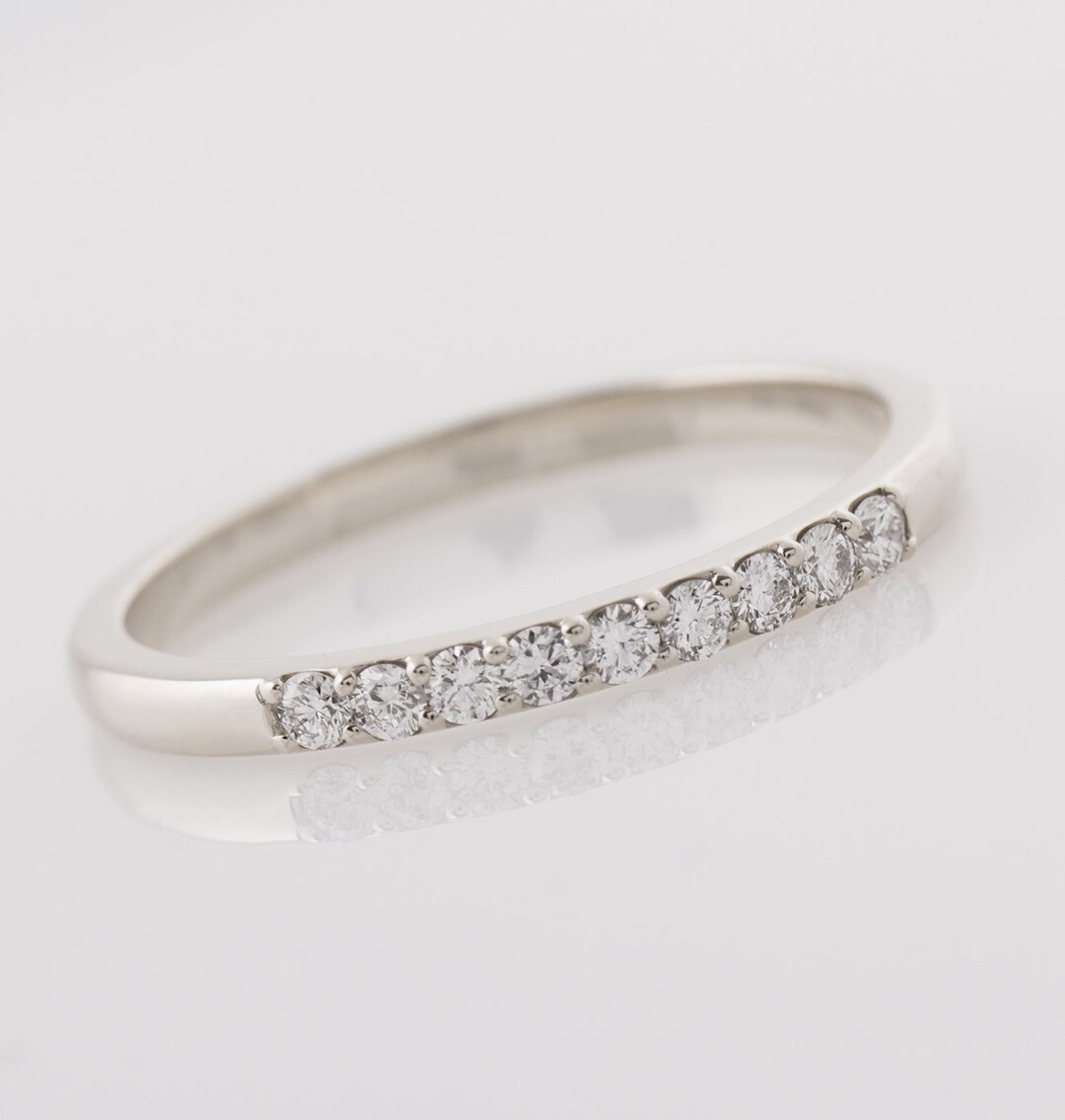 9 Diamond Ring, 14K / 18K White Gold Diamonds Band, 2 Mm Diamonds Band ...
