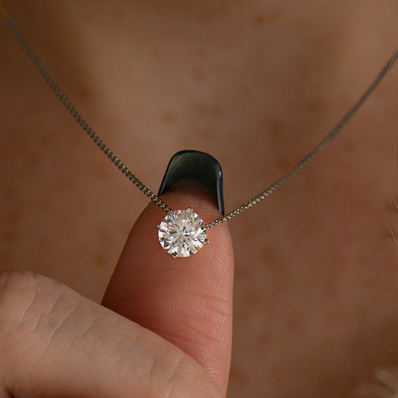 Collana con solitario di diamanti CZ, collana a strati, girocollo