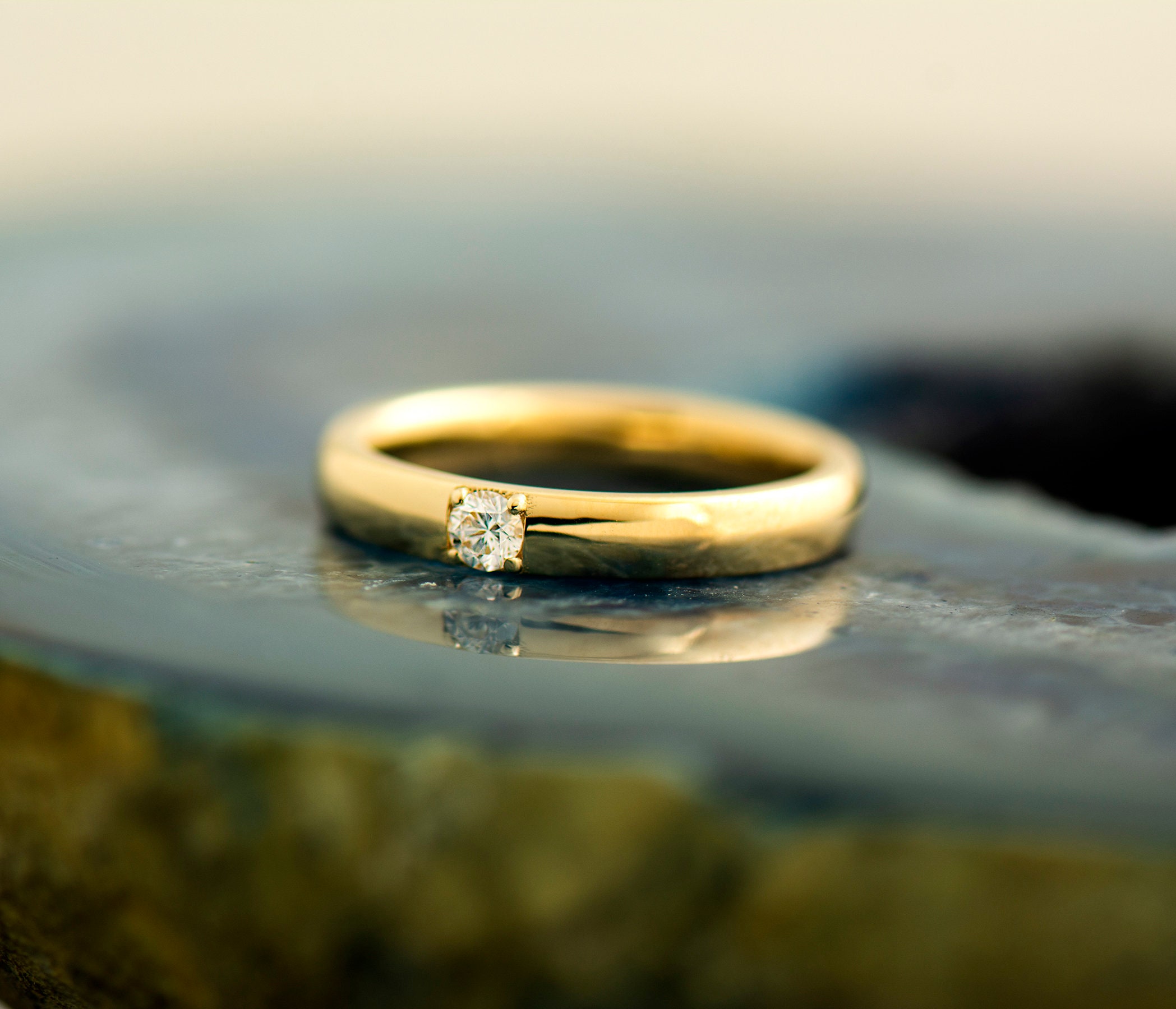 Minimalist Wedding Band Yellow Gold, Unique Princess Cut Diamond Ring /man,  One Stone Ring, Promise Anniversary Bridal Ring/him - Etsy