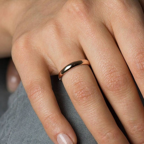 Classic Wedding Ring 14K 18K Rose Gold Wedding Band Simple