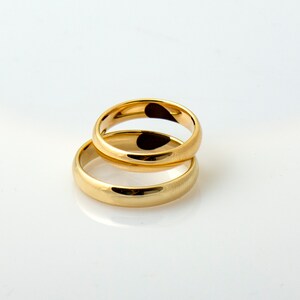 Wedding Rings Sets, 14k Yellow Gold, 18k Gold Ring, Wedding band, Unisex, Heart Wedding Rings, Heart Engraving image 3