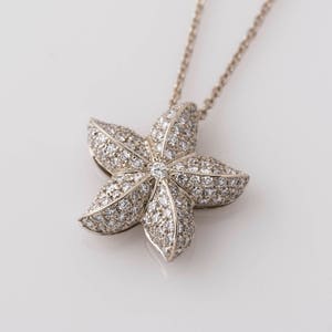 Starfish Diamonds Pendant, 14K / 18K White Gold Necklace, Star Pendant, Diamonds Gift, Bridal Pendant, Anniversary Pendant, Sea Jewelry image 8