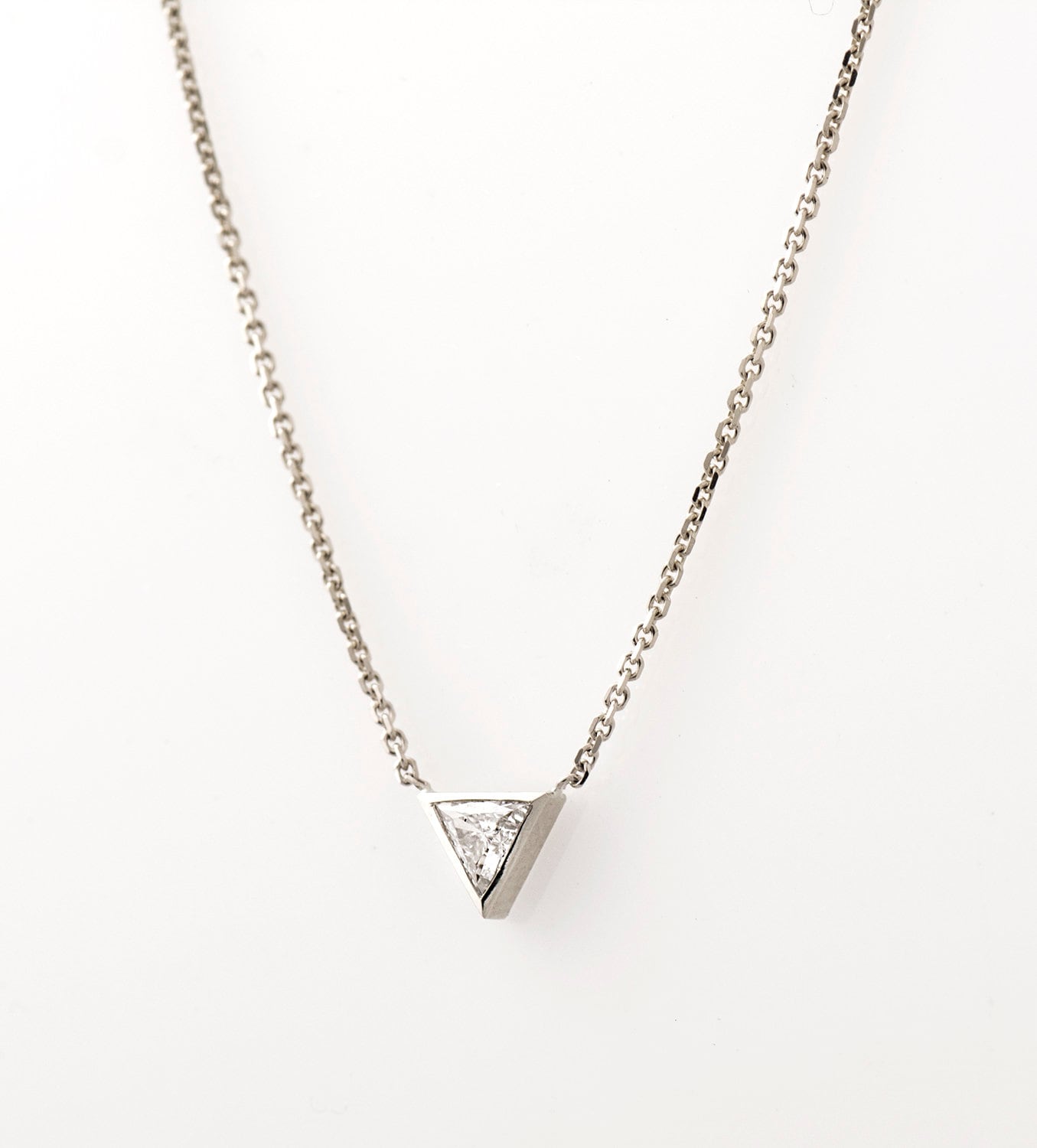 Triangle Diamond Necklace 14K / 18K White Gold Diamond Etsy