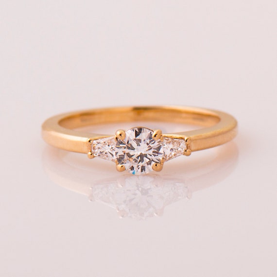 Einzigartiger Diamant Ring Drei Steine Verlobungsring Etsy