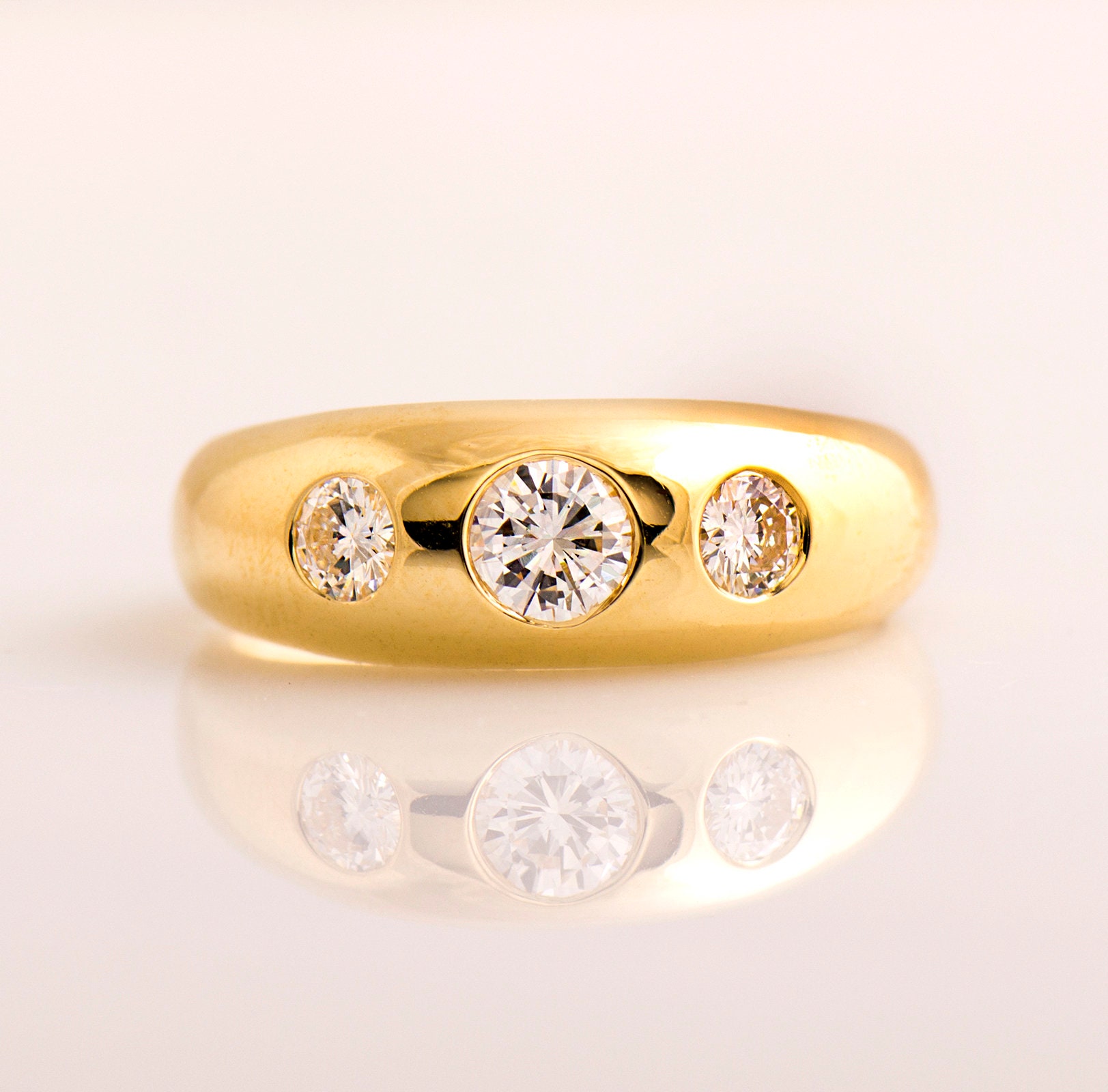 Bombe Engagement Ring, 14K / 18K Yellow Gold, Universe Ring