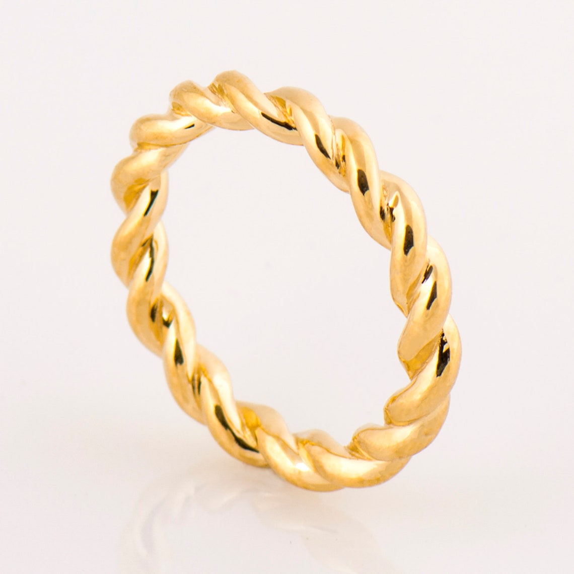 Golden Rope Ring 3 MM Rope Ring, 14K / 18K Yellow Gold, Thick Braided Ring, Rope Wedding ...
