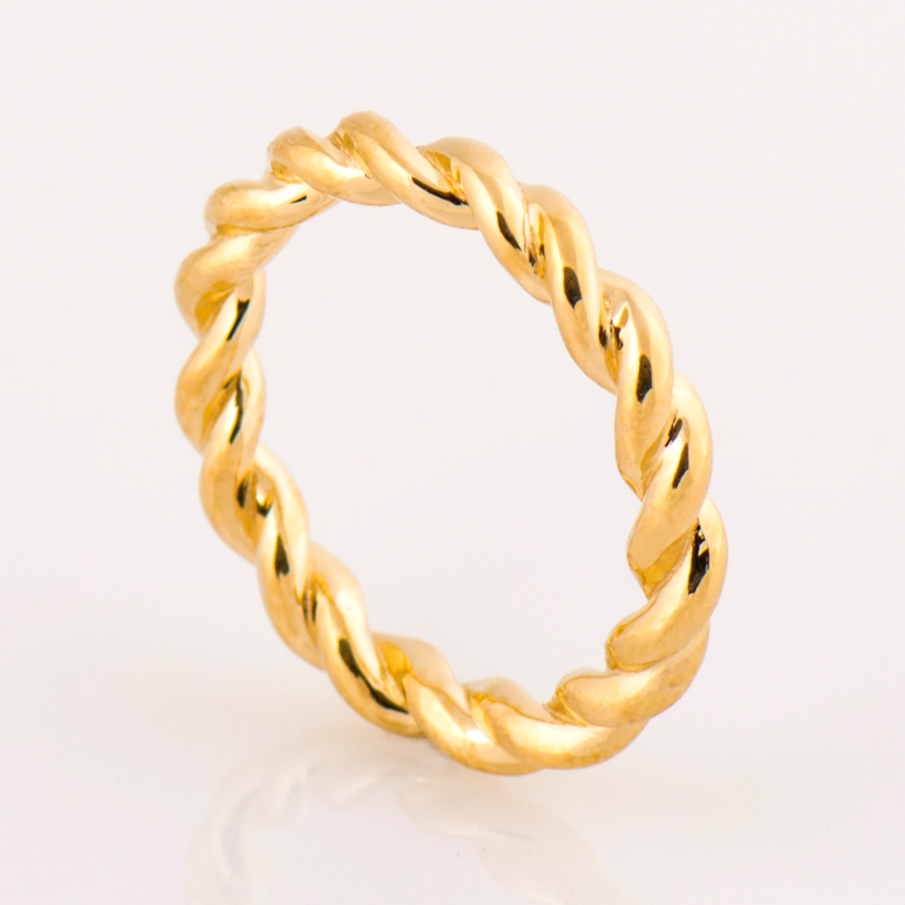 3 MM Rope Ring, 14K / 18K Yellow Gold, Thick Braided Ring, Rope Wedding ...