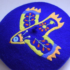 Ukrainian bird of freedom of Ukraine stand for Ukraine Ukrainian souvenir blue beret Ukrainian shop Ukrainian seller felt beret peace