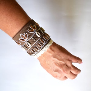 fabric bracelet embroidery cuffs bracelet fabric jewelry textile bracelet fabric jewellery Embroidered Beadwork Bracelet Handmade Cuff Brown