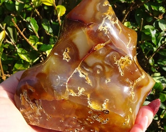 Large Polished Natural Carnelian Flame / Freeform - 727g - 9.5cm Tall - Self Standing