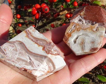 Polished Banded Druzy Mexican Crazy Lace Agate Freeforms - 2 More Pieces Available