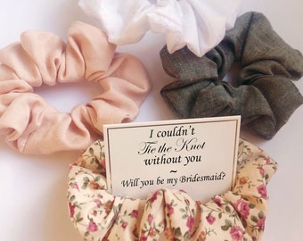 Scrunchie Hair Tie Bridesmaid Gift | Floral hair tie, Rose Hair Tie Favors, Bridesmaid Proposal Gift, Wedding Party Bridesmaid Hair Ties