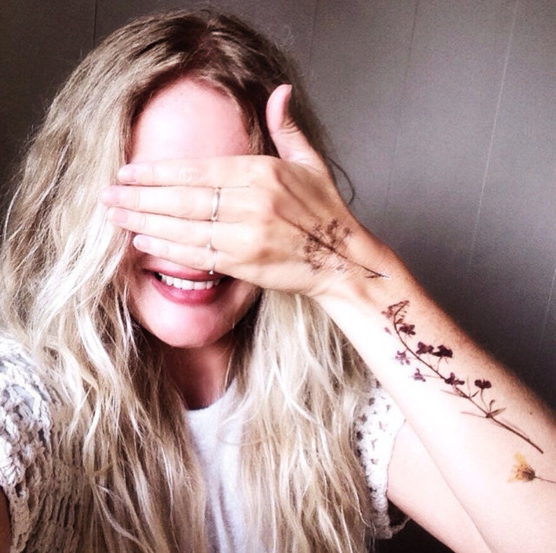Be A Meadow Pressed Flowers Temporary Tattoos. 9 Pieces. Etsy