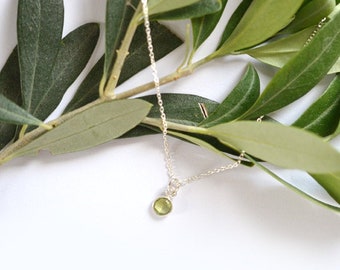 Dainty Peridot pendant, August Birthstone, sterling silver, pendant only