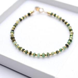 Dainty Emerald bracelet, Emerald Jewellery, May birthstone bracelet, Green Emerald, Emerald Jewelry, birthday gift for her, best friend gift image 1