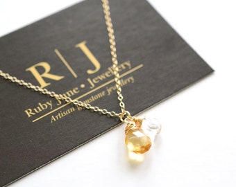 Dainty Citrine necklace in gold, Citrine necklace, November birthstone necklace, birthstone jewelry, Citrine necklace, birthday gift for her