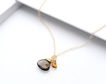 Smoky quartz necklace, birthday gift for her, brown crystal necklace, gifts for women, crystal jewellery, brown quartz necklace, her gift