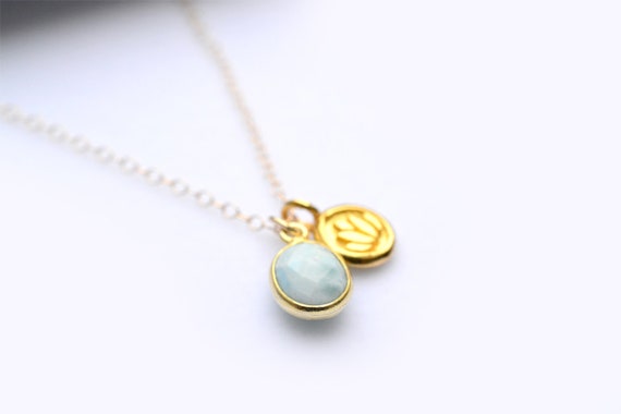 Dainty Larimar Pendant Gold Larimar 