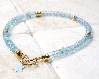 Aquamarine bracelet, March Birthstone jewelry, gift for her, Aquamarine jewelry, her birthstone gift, March birthstone jewelry, women gift