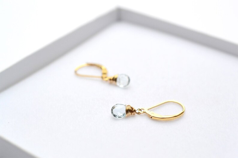 Birthday gift for sister her gift Dainty Aquamarine earrings gold Aquamarine earrings March birthstone earrings Aquamarine jewellery