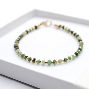 Dainty Emerald bracelet, Emerald Jewellery, May birthstone bracelet, Green Emerald, Emerald Jewelry, birthday gift for her, best friend gift image 4