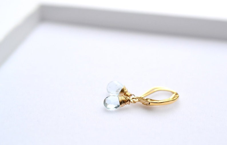 Birthday gift for sister her gift Dainty Aquamarine earrings gold Aquamarine earrings March birthstone earrings Aquamarine jewellery