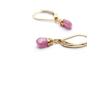 Pink Sapphire earrings, September birthstone, Sapphire jewelry, Sapphire earring in gold, her birthday gift, gift for mum, her handmade gift image 3