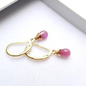 Pink Sapphire earrings, September birthstone, Sapphire jewelry, Sapphire earring in gold, her birthday gift, gift for mum, her handmade gift image 5