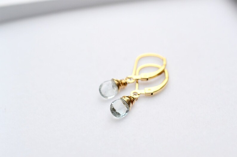 Birthday gift for sister her gift Dainty Aquamarine earrings gold Aquamarine earrings March birthstone earrings Aquamarine jewellery