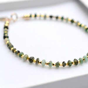 Dainty Emerald bracelet, Emerald Jewellery, May birthstone bracelet, Green Emerald, Emerald Jewelry, birthday gift for her, best friend gift image 5