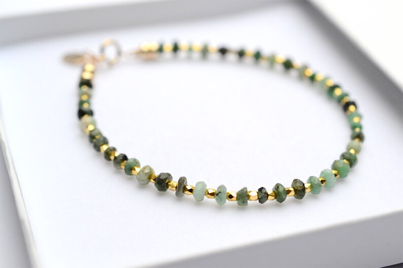 Dainty Emerald bracelet, Emerald Jewellery, May birthstone bracelet, Green Emerald, Emerald Jewelry, birthday gift for her, best friend gift image 5