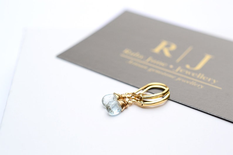 Birthday gift for sister her gift Dainty Aquamarine earrings gold Aquamarine earrings March birthstone earrings Aquamarine jewellery