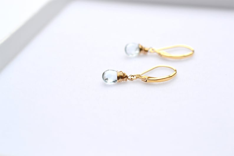 Birthday gift for sister her gift Dainty Aquamarine earrings gold Aquamarine earrings March birthstone earrings Aquamarine jewellery