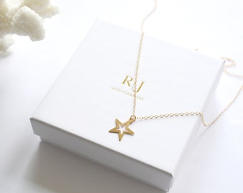 Dainty star necklace, gold star necklace gift, dainty star necklace, 14K gold filled, minimalist jewellery, her birthday gift, handmade gift