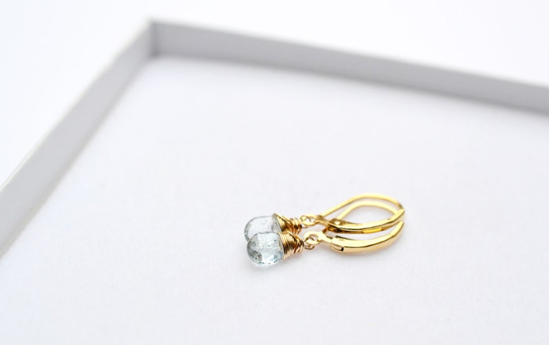 Birthday gift for sister her gift Dainty Aquamarine earrings gold Aquamarine earrings March birthstone earrings Aquamarine jewellery
