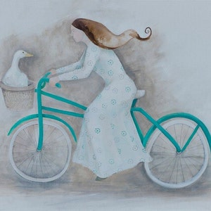 Wild Goose Chase, giclée print, bicycle, bike, goose image 1