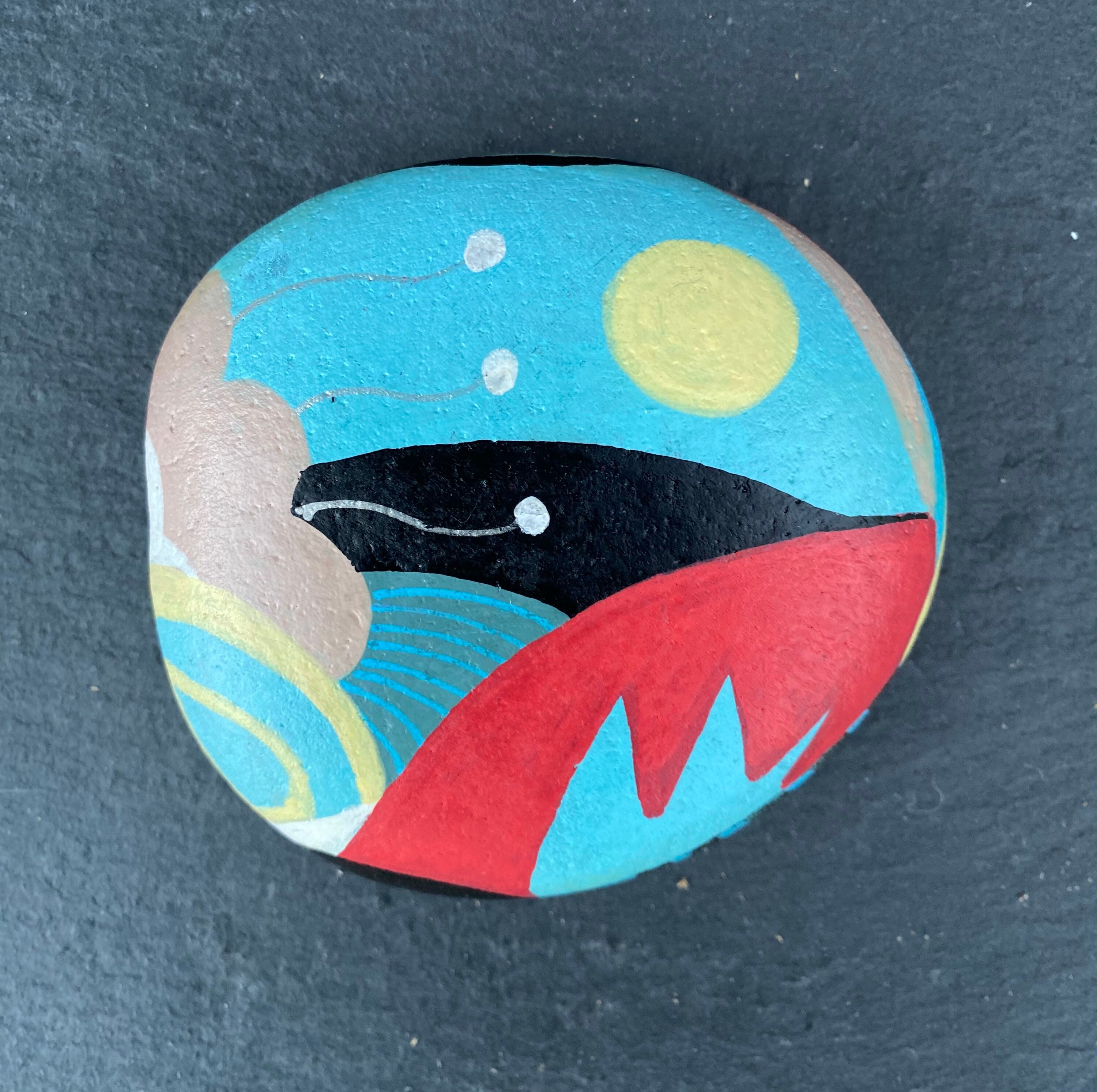 Painted stone, collectibles, original abstract art