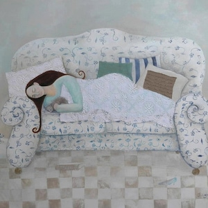 A Place To Lay Your Head, Giclée print, Siesta, Nap, Sofa, Lace image 1