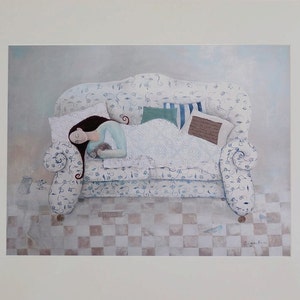 A Place To Lay Your Head, Giclée print, Siesta, Nap, Sofa, Lace image 2