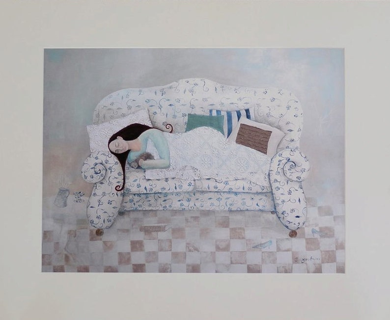 A Place To Lay Your Head, Giclée print, Siesta, Nap, Sofa, Lace image 2