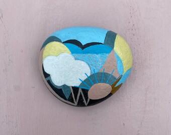 Painted stone, original art, collectibles, original abstract art