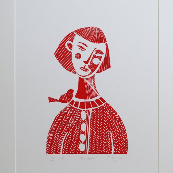 The Gossip, Limited Edition Linocut Print, BLACK SOLD OUT.