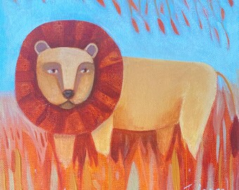 The King Of The Jungle, original art, original painting, kids’ bedroom decor