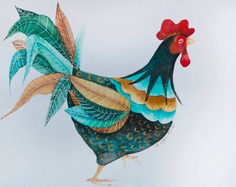 Cock-a-Doodle-Doo, Art card, Rooster, Cockerel